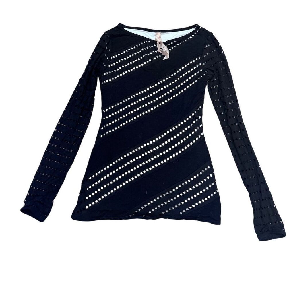 EUC Bailey44 Women's XS Black & White Striped Long Sleeve Top